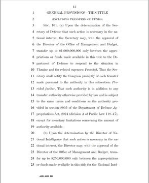Sec. 101 of Ukraine Funding Bill