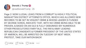 Trump expects to Be Arrested And Asks For Protest Demonstrations Across the Nation
