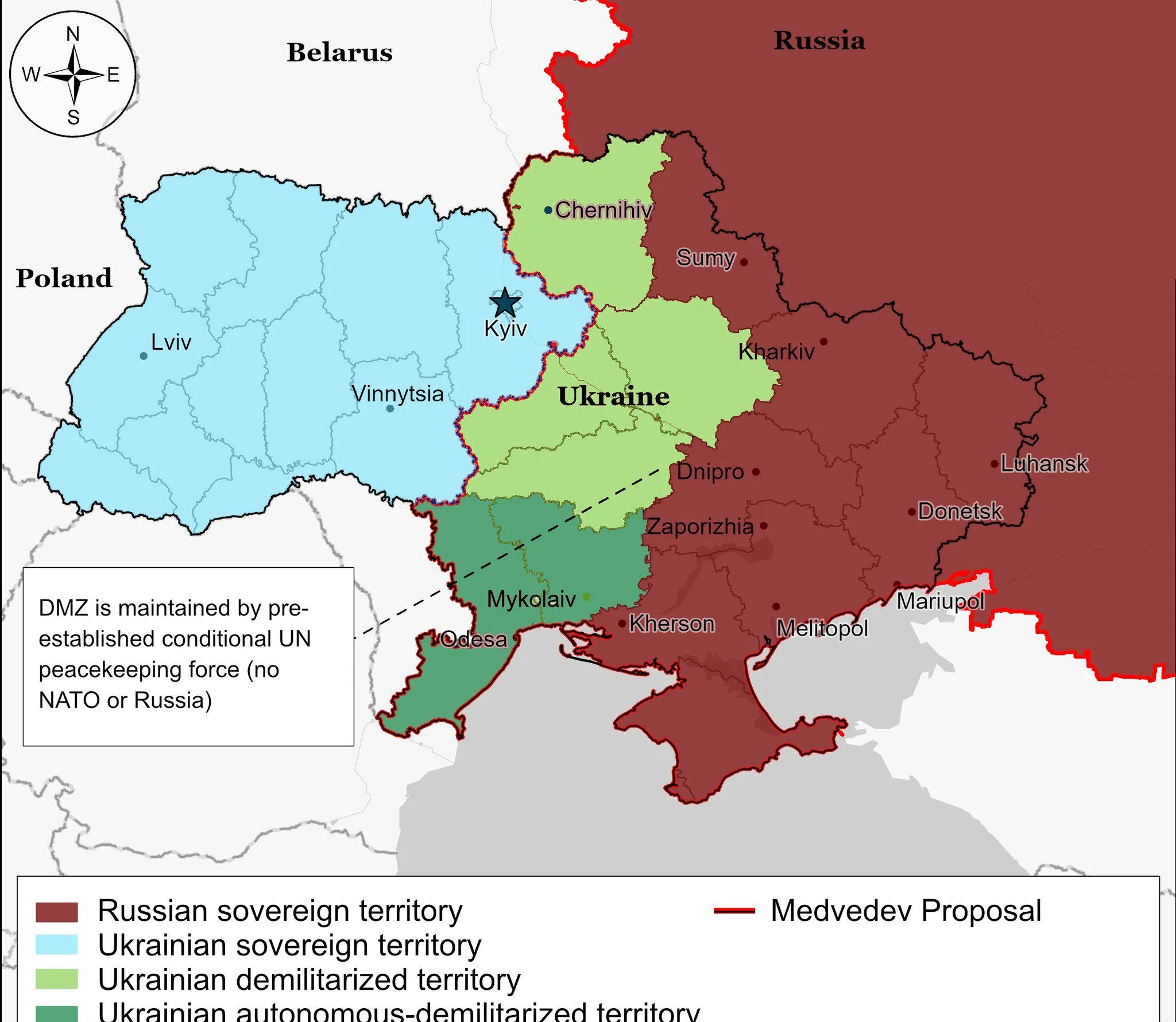 The Russian Peace Proposal Provides for a Sovereign Ukrane State that Surrenders The Russian Speaking Areas and Remains Neutral